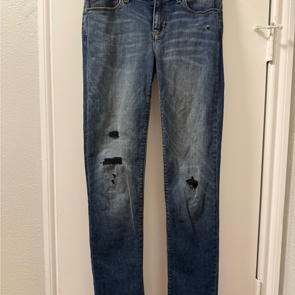 White House Black Market Dark Blue Distressed Skinny Jeans
